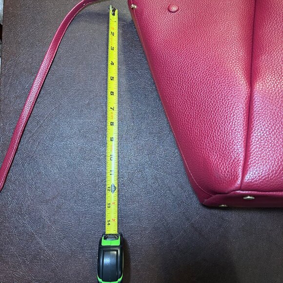 Designer-Inspired (Polene Paris Cabas).  Genuine Leather Red Tote Bag - Picture 8 of 10